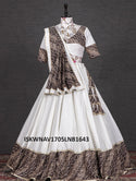 Foil Printed Cotton Lehenga With Blouse And Dupatta-ISKWNAV1705LNB1643