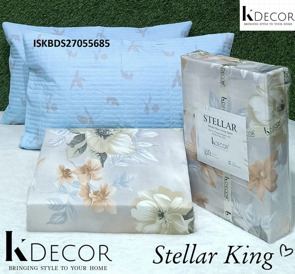 Printed Cotton Kingsize Bedsheet With Pillow Cover-ISKBDS27055685