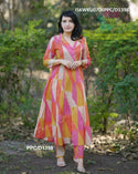 Abstract Printed Cotton A-Line Kurti With Pant-ISKWKU0706PPC/D1398