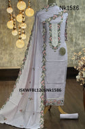 Embroidered Linen Kurti With Cotton Bottom And Malmal Cotton Dupatta-ISKWFBL1206Nk1586
