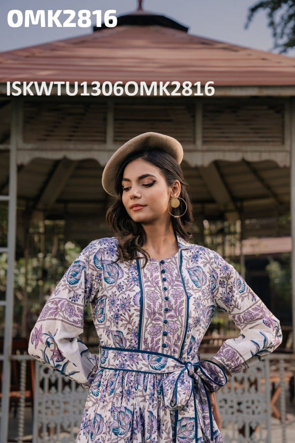 Digital Floral Printed Cotton Tunic-ISKWTU1306OMK2816