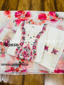 Maslin Silk Kurti With Maslin Pant And Printed Organza Silk Dupatta-ISKWSU2606NP2650