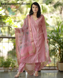 Chanderi Silk A-Line Kurti With Silk Pant And Kalamkari Printed Dupatta-ISKWSU2606PPC/D1549