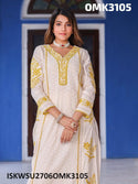Dobby Cotton Kurti With Pant And Floral Printed Cotton Dupatta-ISKWSU2706OMK3105