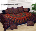 Printed Cotton Bedsheet With Pillow Cover And Cushion Cover-ISKBDS16075704