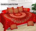 Printed Cotton Bedsheet With Pillow Cover And Cushion Cover-ISKBDS16075704