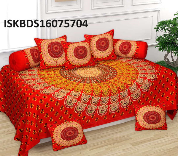 Printed Cotton Bedsheet With Pillow Cover And Cushion Cover-ISKBDS16075704