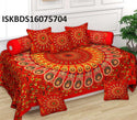 Printed Cotton Bedsheet With Pillow Cover And Cushion Cover-ISKBDS16075704