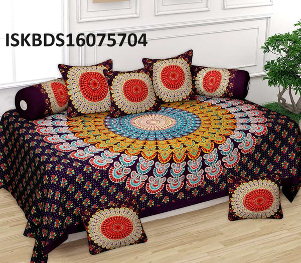 Printed Cotton Bedsheet With Pillow Cover And Cushion Cover-ISKBDS16075704