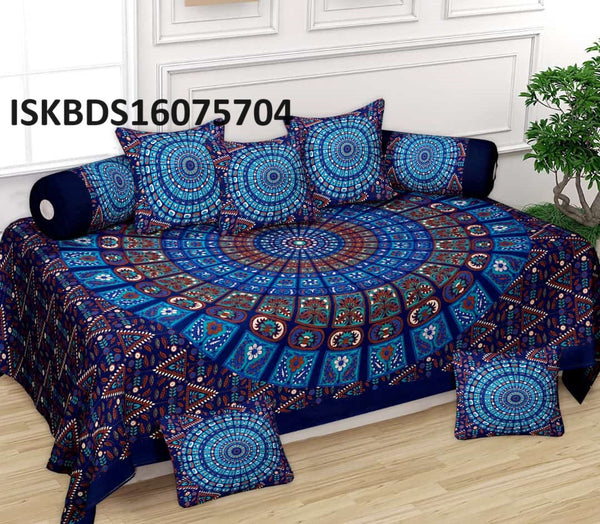 Printed Cotton Bedsheet With Pillow Cover And Cushion Cover-ISKBDS16075704