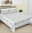 Hand Block Printed Cotton Jumbo Size Bedsheet With Pillow Cover-ISKBDS16075709