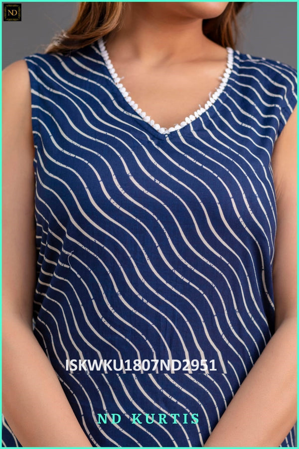 Striped Printed Cotton Kurti With Palazzo-ISKWKU1807ND2951