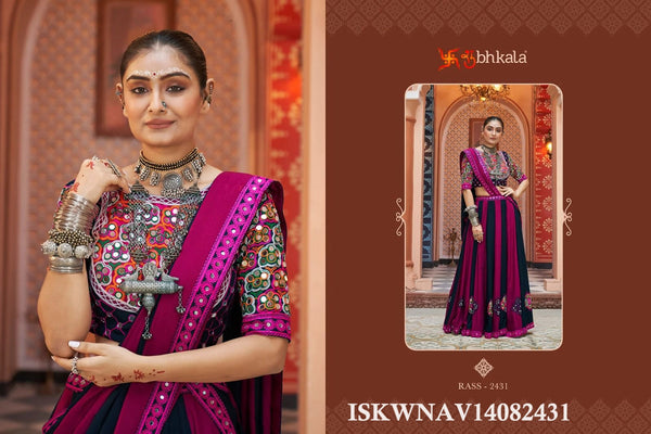 Embroidered Viscose Rayon Lehenga With Blouse And Dupatta-ISKWNAV14082431