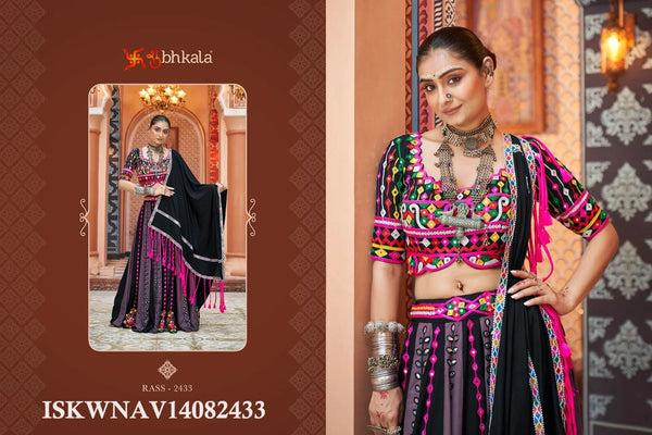 Embroidered Viscose Rayon Lehenga With Blouse And Dupatta-ISKWNAV14082433