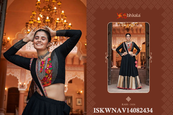 Embroidered Viscose Rayon Lehenga With Blouse And Sequined Dupatta-ISKWNAV14082434