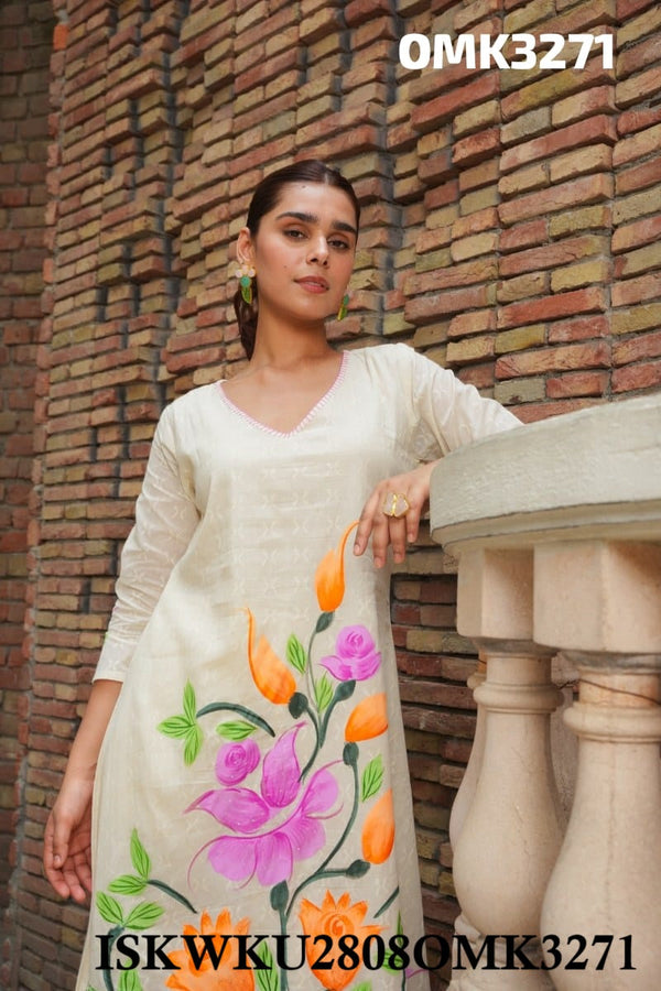 Floral Printed Cotton Kurti With Pant-ISKWKU2808OMK3271