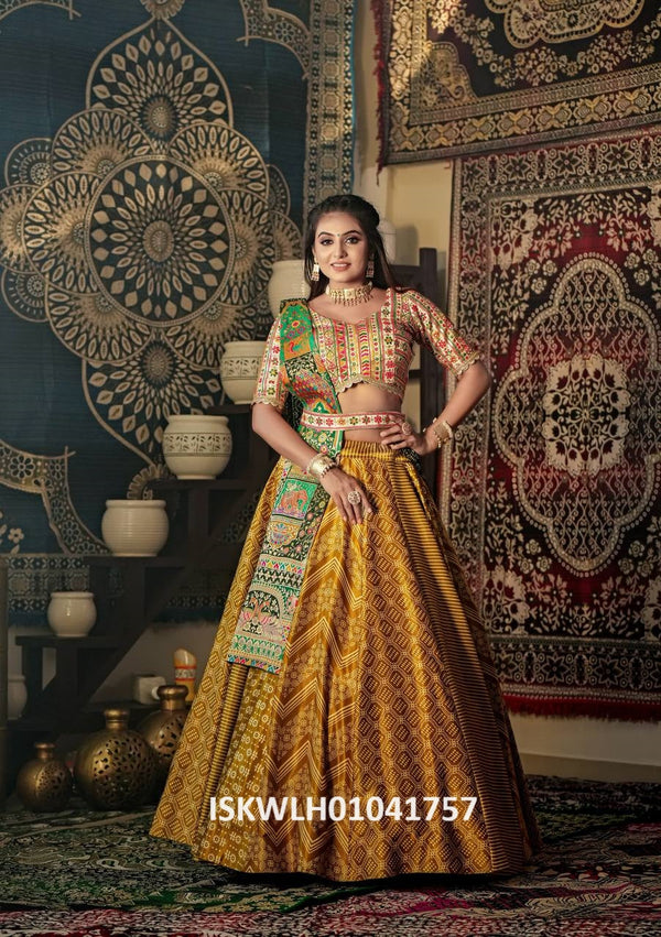 Digital Printed Satin Lehenga With Blouse And Jacquard Georgette Dupatta-ISKWLH01041757