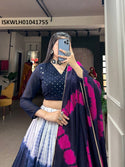 Shibori Printed Chanderi Lehenga With Silk Blouse And Chanderi Dupatta-ISKWLH01041755