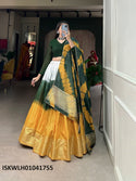 Shibori Printed Chanderi Lehenga With Silk Blouse And Chanderi Dupatta-ISKWLH01041755