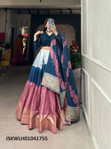 Shibori Printed Chanderi Lehenga With Silk Blouse And Chanderi Dupatta-ISKWLH01041755