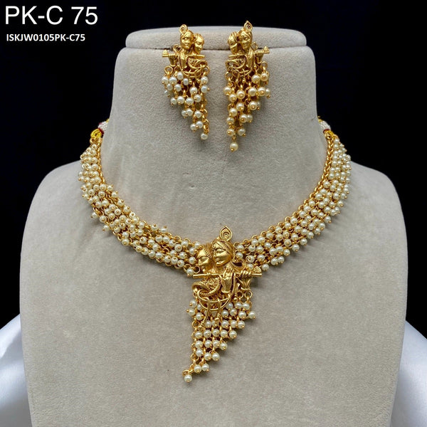 Pure Brass Kundan Necklace Set-ISKJW0105PK-C75