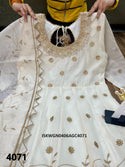 Embroidered Chanderi Silk Gown With Dupatta-ISKWGN0406AGC4071