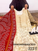 Bangalore Silk Gown With Bandhani Printed Dupatta-ISKWGN0506AGC3225