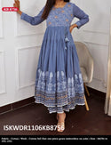 Embroidered Cotton Dress-ISKWDR1106KB8756
