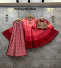 Ombre Cotton Lehenga With Padded Blouse And Lehariya Printed Cotton Dupatta-ISKWNAV020758036