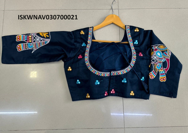 Embroidered Cotton Lehenga With Blouse And Rayon Cotton Dupatta-ISKWNAV030700021