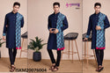 Men's Silk Kurta With Printed Dupatta-ISKM20076001/6002/6003/6004