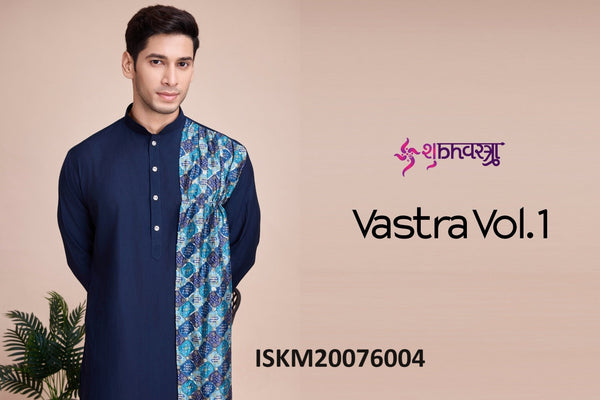 Men's Silk Kurta With Printed Dupatta-ISKM20076001/6002/6003/6004