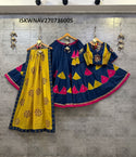 Embroidered Cotton Lehenga With Blouse And Hand Block Printed Malmal Cotton Dupatta-ISKWNAV270736005