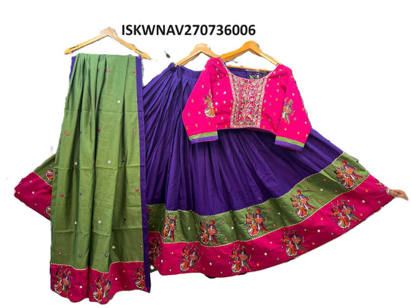 Embroidered Cotton Silk Lehenga With Blouse And Dupatta-ISKWNAV270736006