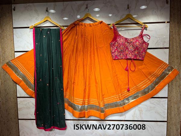 Sequined Cotton Silk Lehenga With Blouse And Dupatta-ISKWNAV270736008