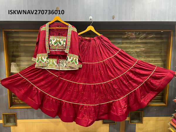 Embroidered Rayon Cotton Lehenga With Blouse And Koti-ISKWNAV270736010