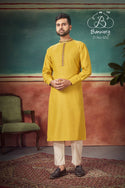 Cotton Slub Embroidered Kurta