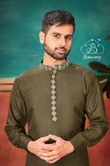 Cotton Slub Embroidered Kurta