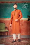 Cotton Slub Embroidered Kurta