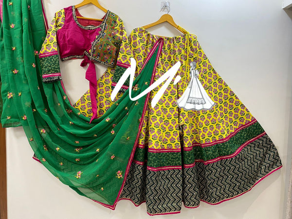 Cotton Lehenga With Blouse And Viscose Cotton Dupatta-ISKWNAV10043820