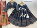 Cotton Lehenga With Jacquard Stripe Blouse And Chinon Dupatta-ISKWNAV26044030