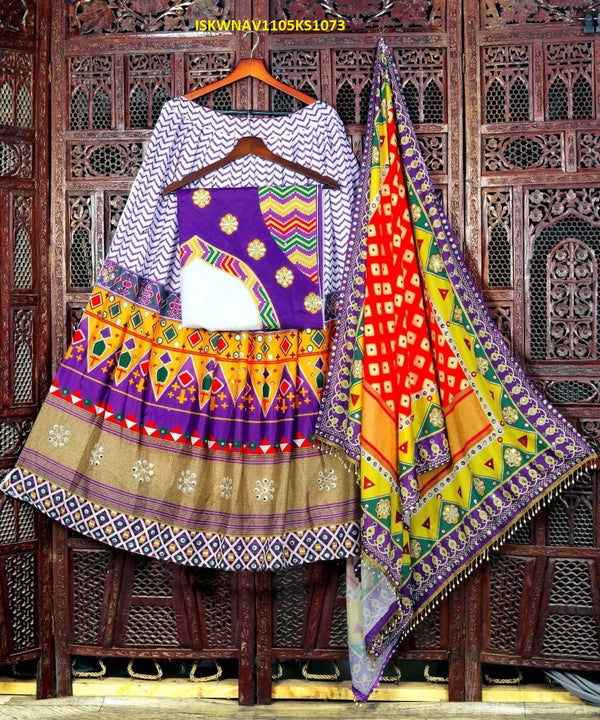 Digital Printed Chinon Silk Lehenga With Blouse And Butter Silk Dupatta-ISKWNAV1105KS1073