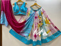 Tie And Dye Shibori Printed Cotton Silk Lehenga With Cotton Blouse And Viscose Dupatta-ISKWNAV11054232