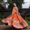 Digital Printed Zari Gota Silk Lehenga With Blouse And Dupatta-ISKWNAV1305KS1129