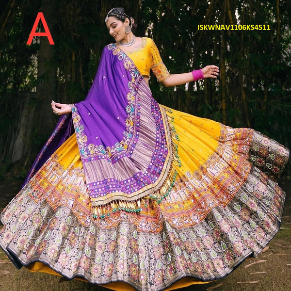 Digital Printed Chinon Silk Lehenga With Blouse And Dupatta-ISKWNAV1106KS4511