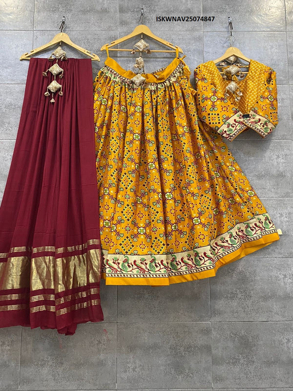 Digital Printed Crepe Silk Lehenga With Blouse And Modal Dupatta-ISKWNAV25074847