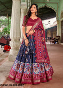 Patola Printed Tussar Silk Lehenga With Blouse And Dupatta-ISKWLH24014882